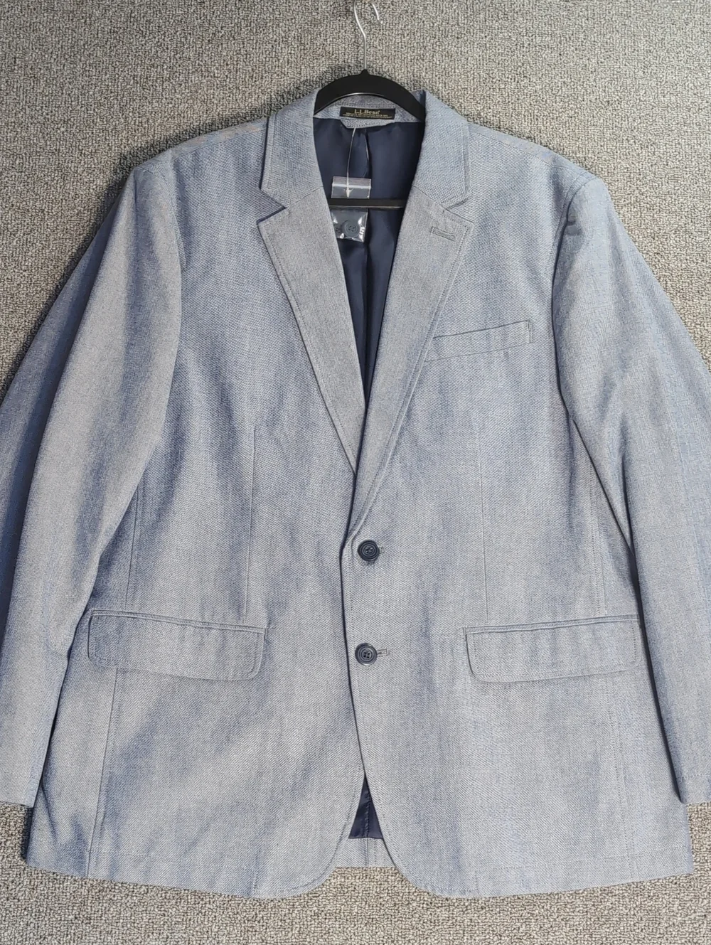 L.L. Bean Canvas Sport Coat Size 44Reg In Chambray Cotton Blue